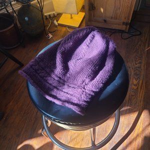 Hand Knit Wool Slouchy Beanie - Fleece Lined - Eggplant - Made in Nepal